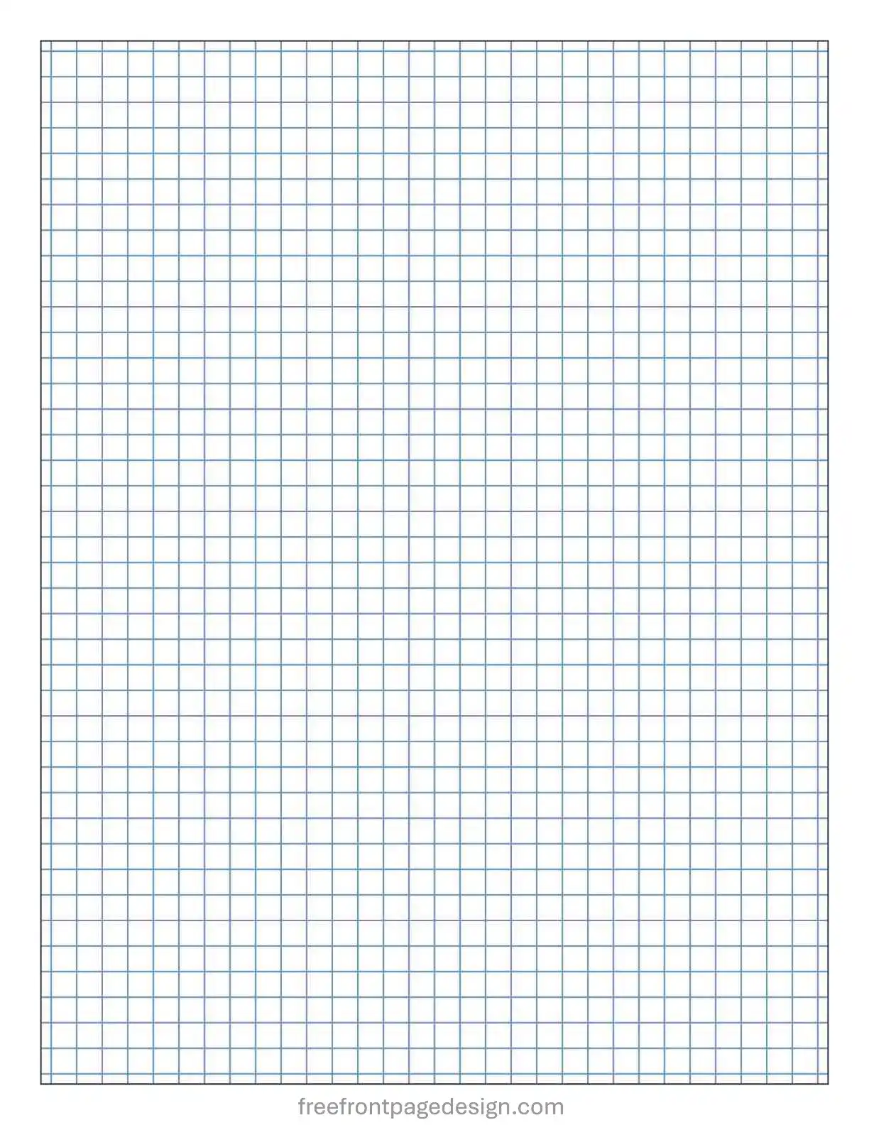 Printable 1/4 inch square quad graph paper sample with blue lines on standard US Letter size