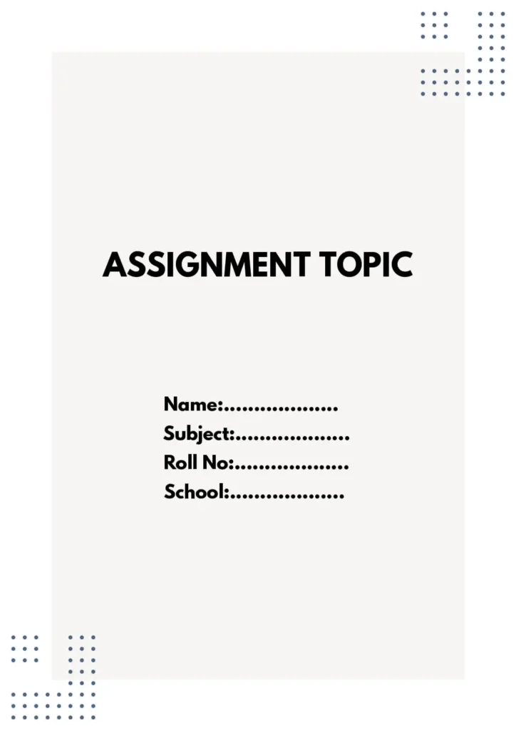 Front page design of Assignment