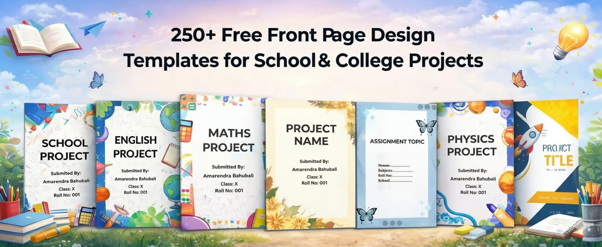 Front Page Design Templates for School and College Projects
